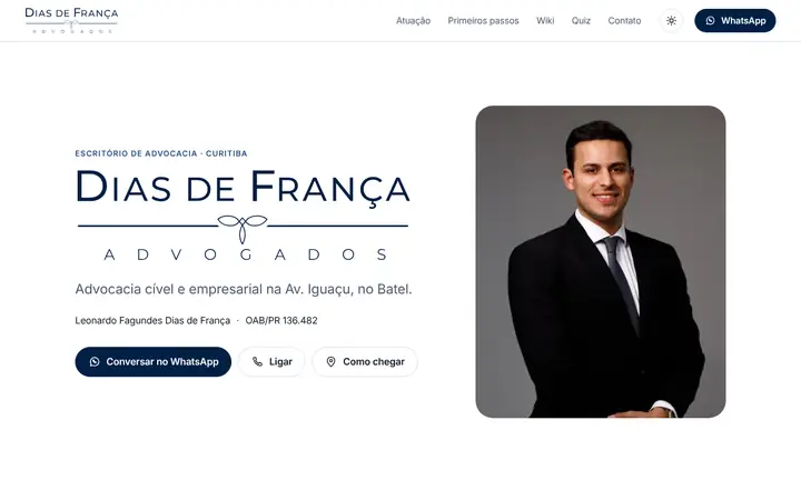 Prévia da página inicial de Dias de França Advogados