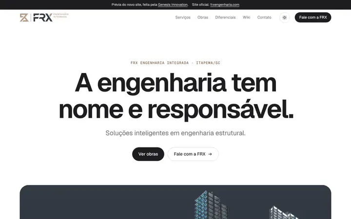 Prévia da página inicial de FRX Engenharia