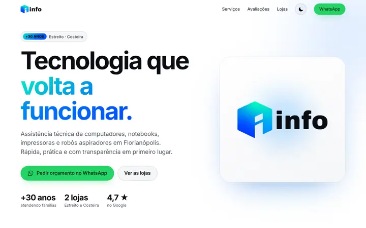 Prévia da página inicial de Info Informática