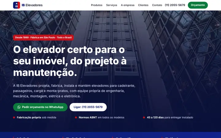 Prévia da página inicial de IB Elevadores