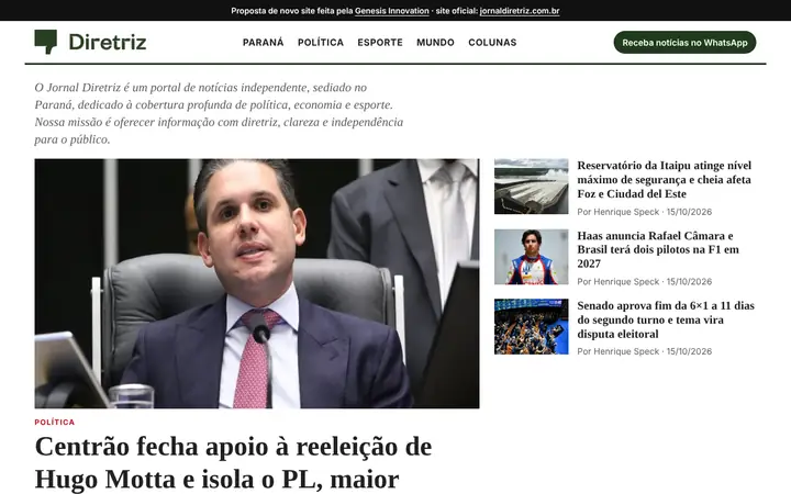 Prévia da página inicial de Jornal Diretriz