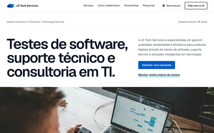Prévia da página inicial de LE Tech Services