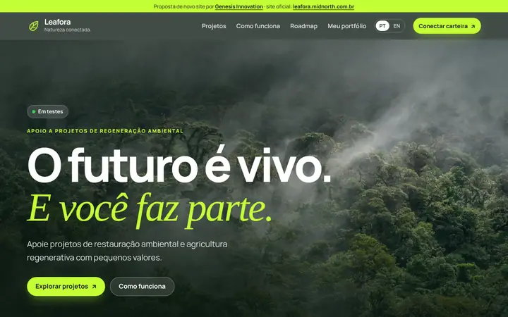 Prévia da página inicial de Leafora