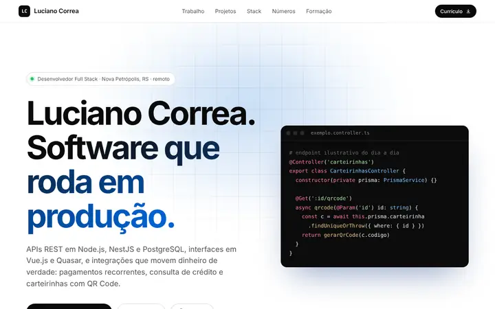 Prévia da página inicial de Luciano Correa
