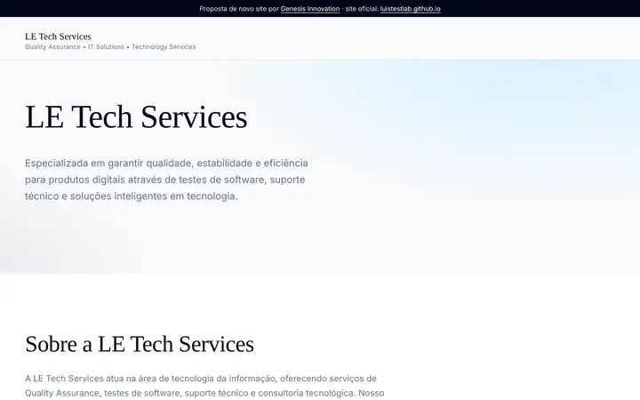 Prévia da página inicial de LE Tech Services (versão 2)