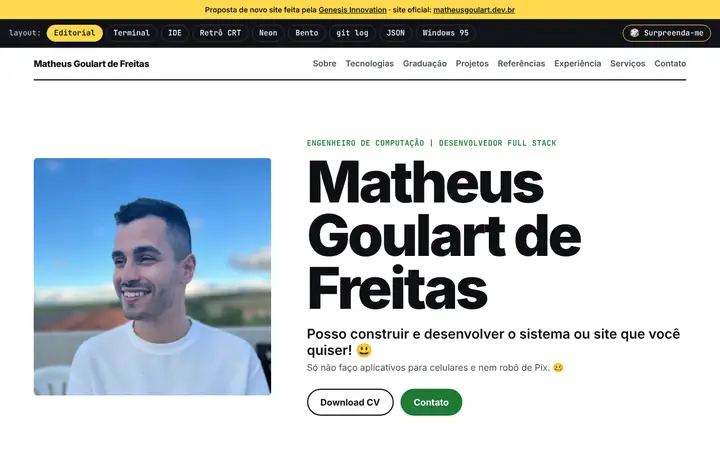 Prévia da página inicial de Matheus Goulart