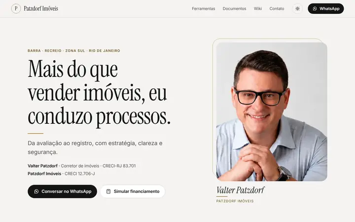 Prévia da página inicial de Patzdorf Imóveis