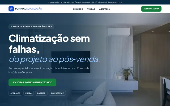 Prévia da página inicial de Pontual Climatização (versão 2)