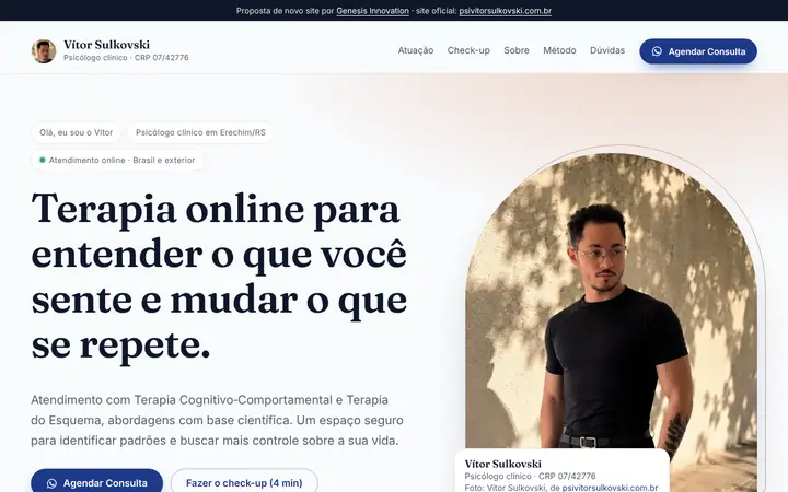 Prévia da página inicial de Vítor Sulkovski · Psicologia
